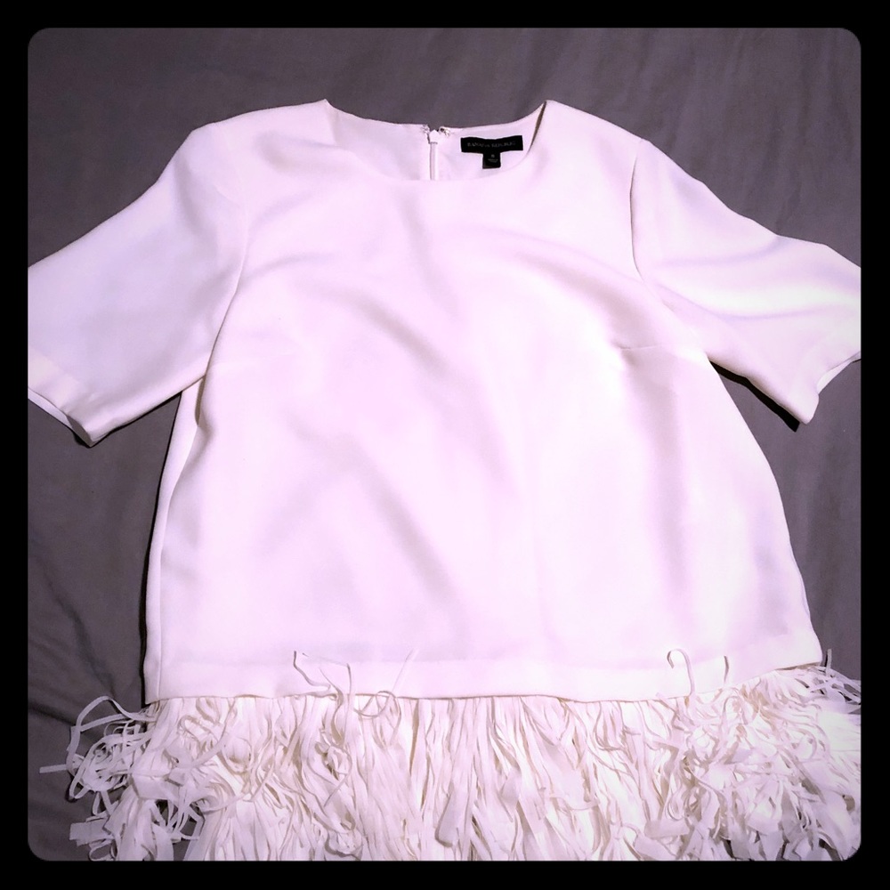 White fringe boxy top